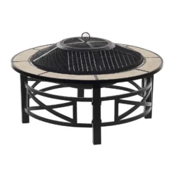 Beliani Vuurkorf Voor Hout HIERRO - Beige Staal