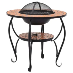 VidaXL Vuurtafel Mozaïek 68 Cm Keramiek Terracottakleurig