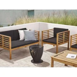 Beliani Vuurkorf Voor Hout KEDIRI - Zwart Staal -Aanbiedingen Blad Tuin Winkel 1657740093 0102